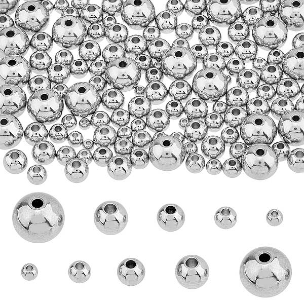 300Pcs 5 Styles 202 Stainless Steel Beads