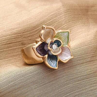 Zinc Alloy & Enamel Stretch Finger Rings for Women