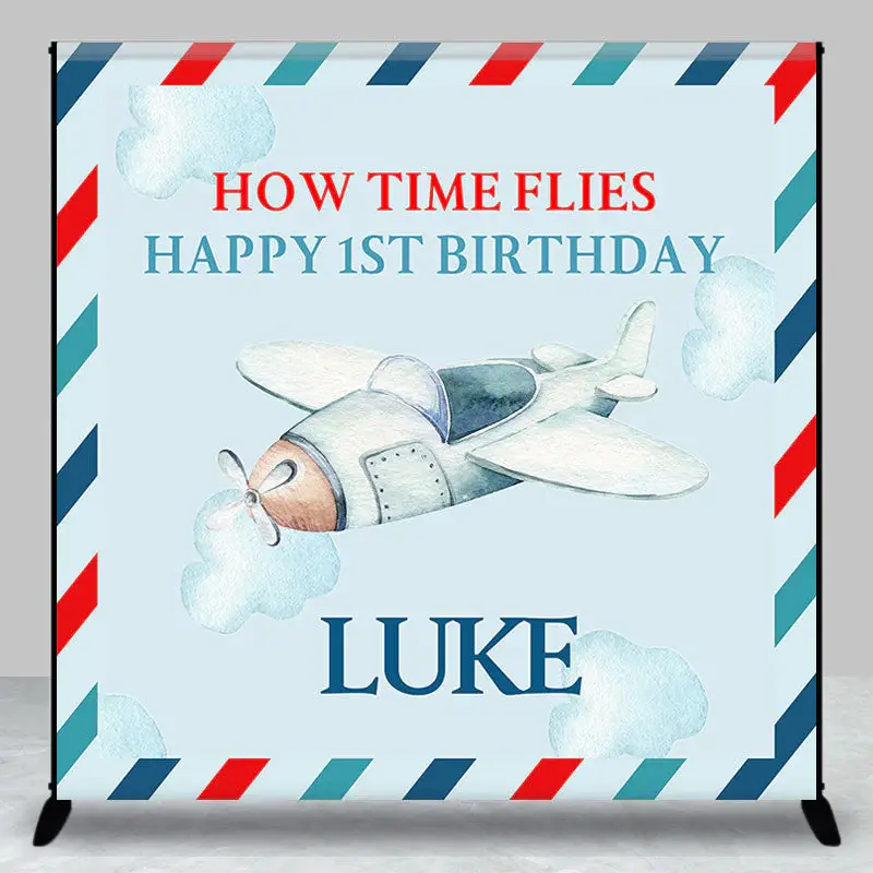 How Time Flies Airplane 1st Custom Birthday Backdrop - Aperturee