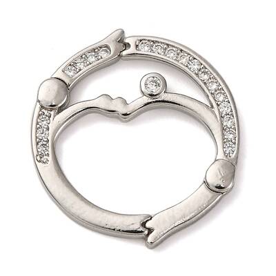 Flat Round Brass Micro Pave Cubic Zirconia Twister Clasps