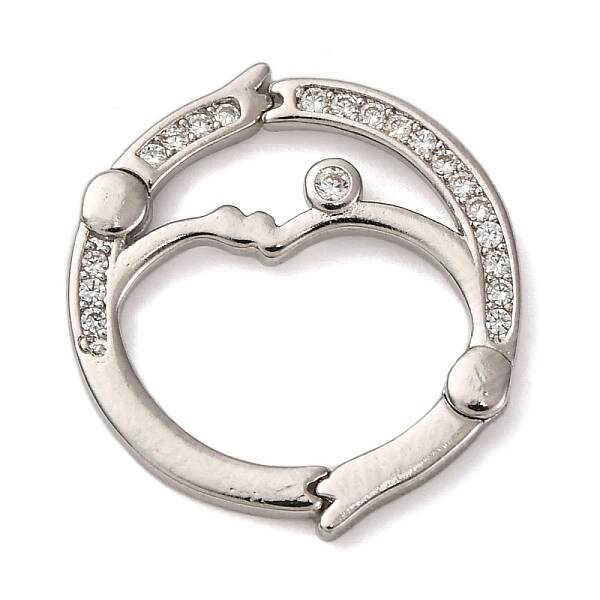 Flat Round Brass Micro Pave Cubic Zirconia Twister Clasps