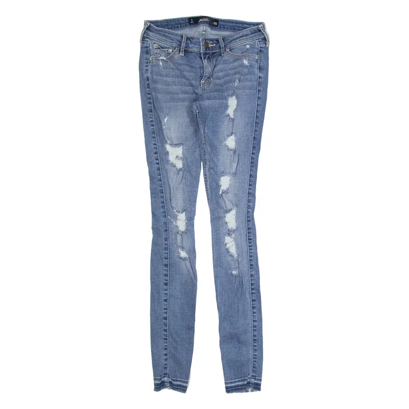 HOLLISTER Distressed Womens Jeans Blue Slim Skinny Stone Wash W25 L29