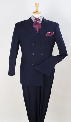 Apollo King Men's 2 Piece Double Breasted Suit Wide Peak Lapel