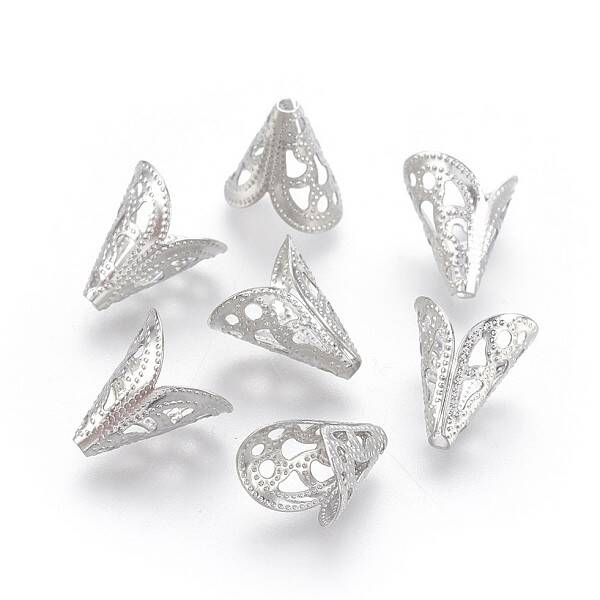 Non-Tarnish 2-Petal 304 Stainless Steel Bead Caps