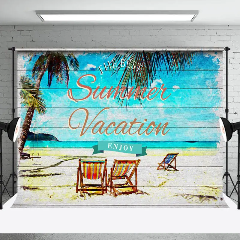 Beach Retro Wooden Summer Vacation Party Backdrop