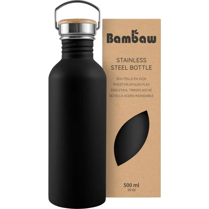 Bambaw Stainless Steel Water Bottle 500 ml Jet Black