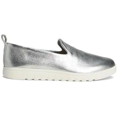 Vionic Uptown Willa Leather Women's Slip On Shoes - Silver - Size:US 8.5 Women