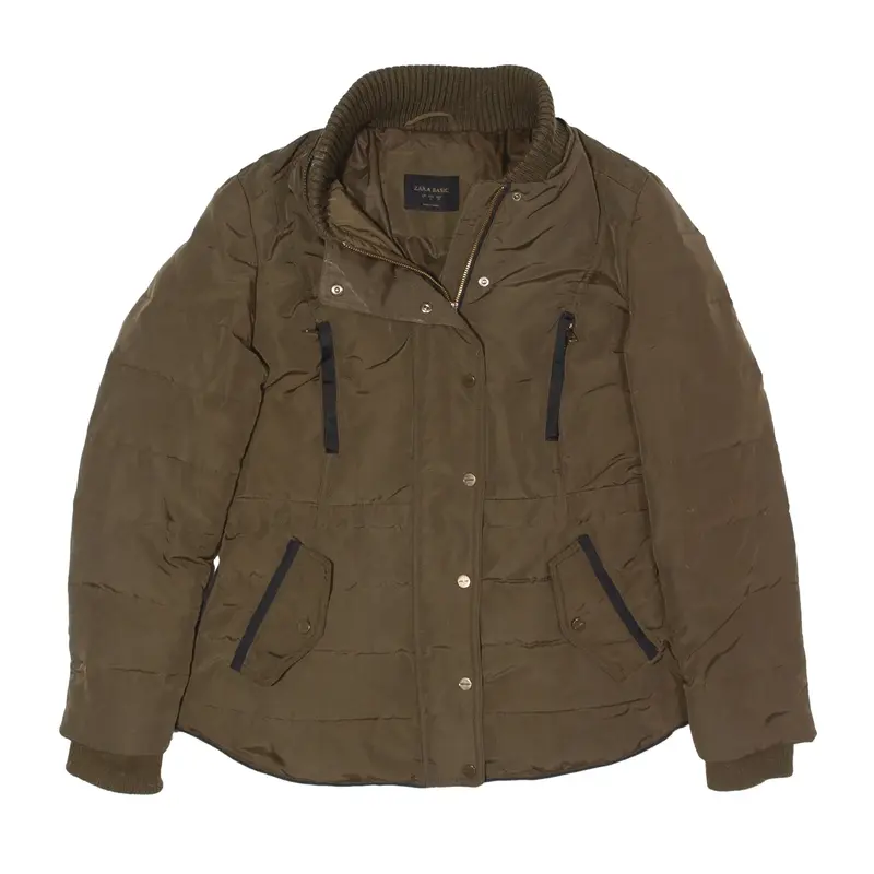 ZARA Down Insulated Puffer Jacket Green Womens L