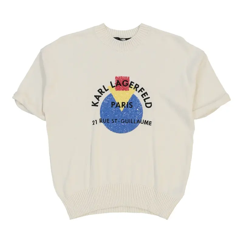 Karl Lagerfeld Spellout T-Shirt - XS White Cotton | Size: x-small