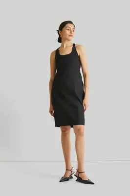 Fitted Knee Length Dress in Black | Color: Black | Size: XS