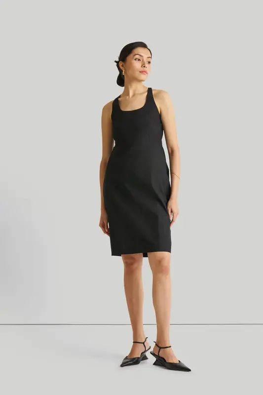 Fitted Knee Length Dress in Black | Color: Black | Size: XS