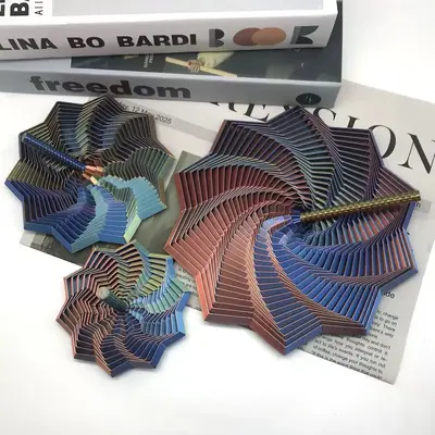 3D Printed Star Fidget Toy with Handle for Dual Sensory Experience Sight and Sound Hypnotizing Visual Stress Relief Fidgeting...