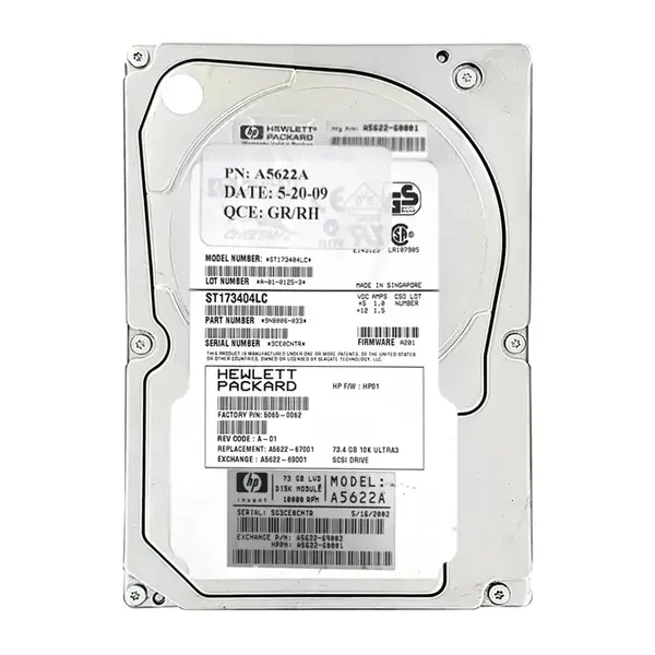 A5622-69002 HP 72.8GB Ultra-160 SCSI 10000 3.5-inch Hard Drive