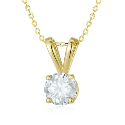 14K Gold Circular Shaped Moissanite Pendant Necklace