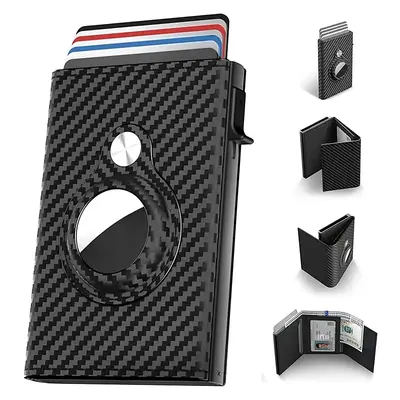 Mens Smart Wallet Card Holder For Air Tag,Minimalist Wallet with ID Window &  Cash Slot,Slim Pop up Card Case Wallet with 6-9...