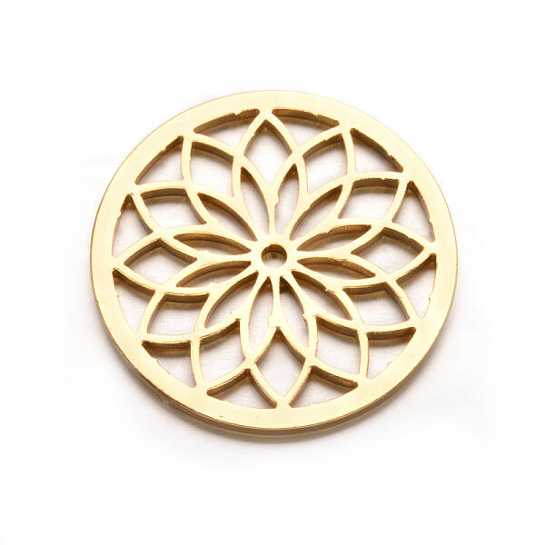 Ion Plating(IP) Flat Round with Flower 304 Stainless Steel Beads