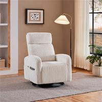 Yaheetech Corduroy Swivel Nursing Glider Chair with Side Pockets, High-Density Foam, 300 lb Capacity, Easy Assembly, 27\