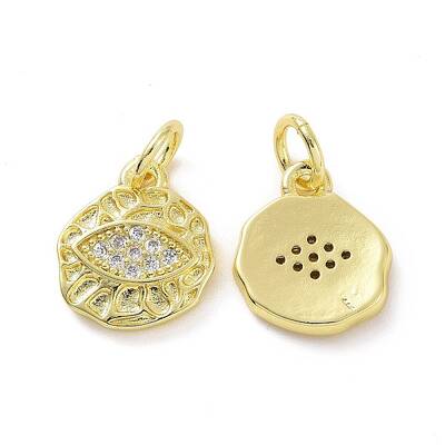 Brass Micro Pave Clear Cubic Zirconia Charms
