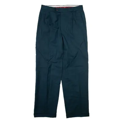 Mens Trousers Blue Regular Straight Wool W32 L31