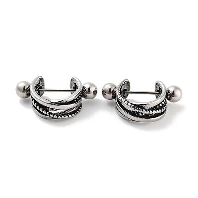 Multi-Strand 316 Surgical Stainless Steel Shield Barbell Hoop Earrings