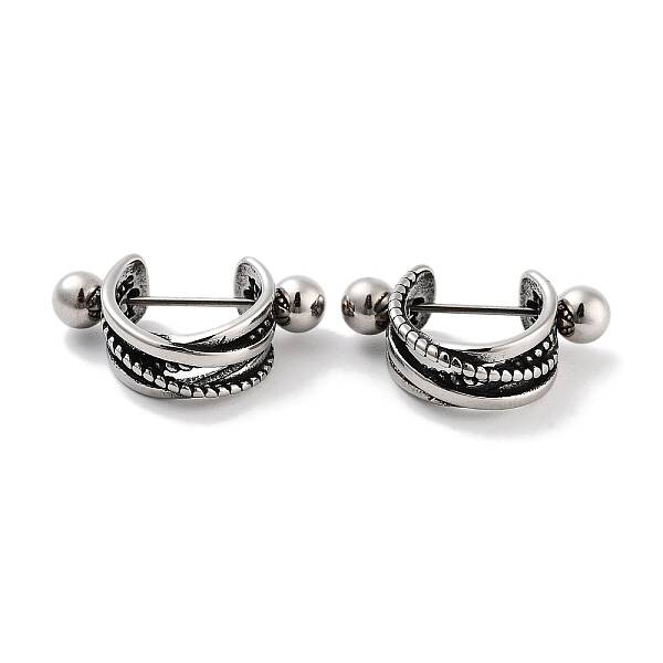 Multi-Strand 316 Surgical Stainless Steel Shield Barbell Hoop Earrings