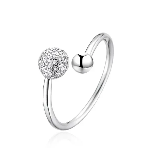 Agato AGT-R31W Silver Open Sparkling Ring - Circuit: 57mm