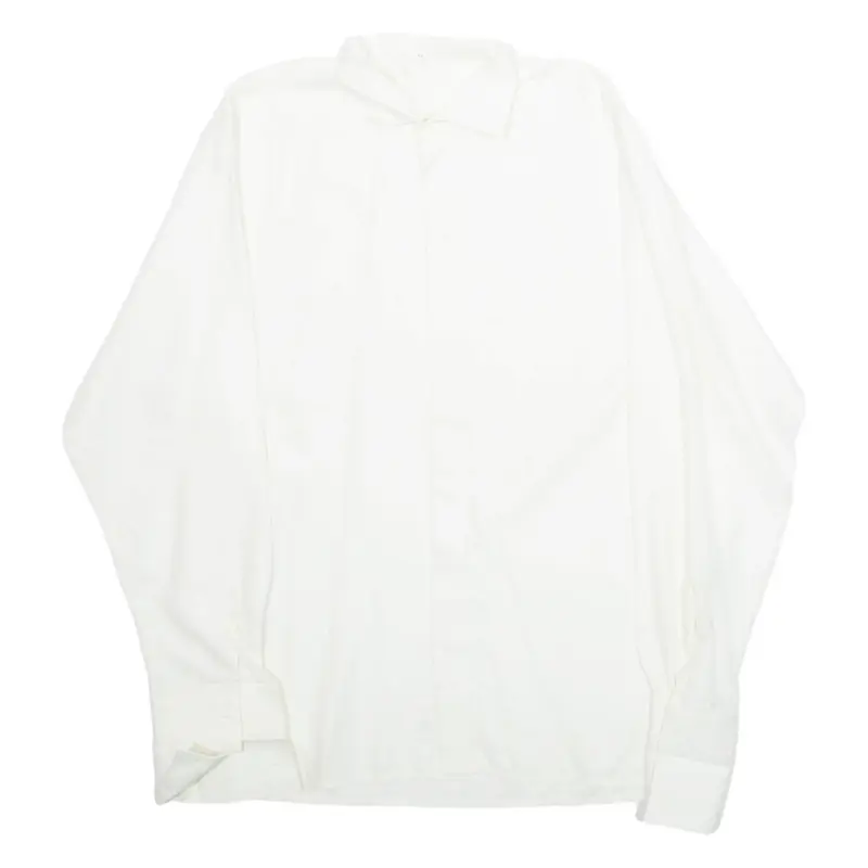 SACHS FESTIVAL Mens Formal Shirt White Crazy Pattern Long Sleeve M