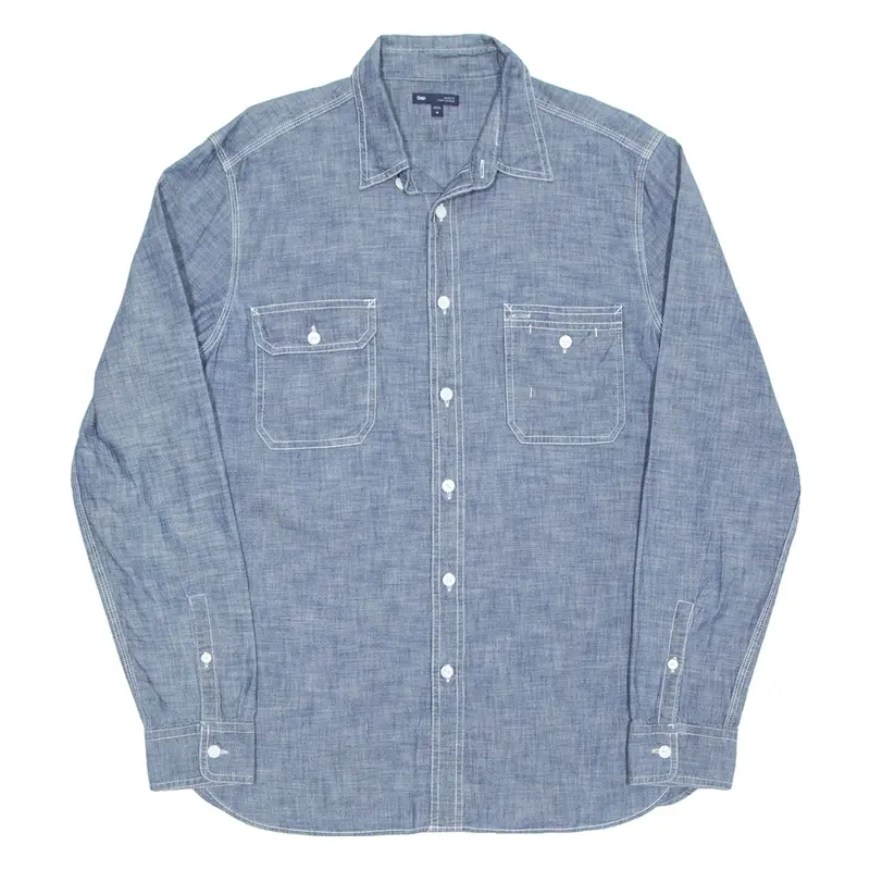 GAP Mens Plain Shirt Blue Long Sleeve M