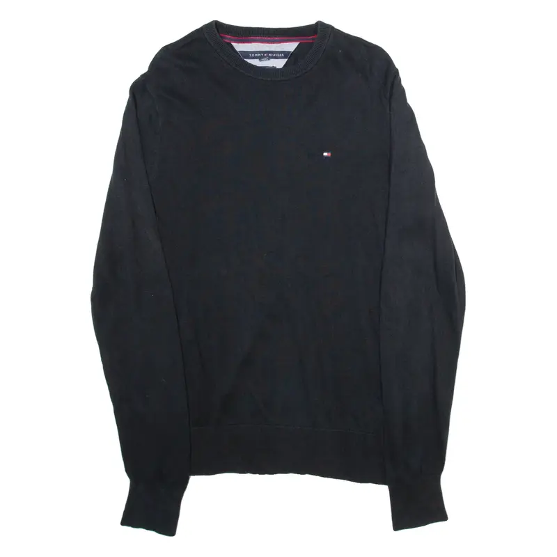 TOMMY HILFIGER Pima Cotton Mens Jumper Blue Tight Knit M