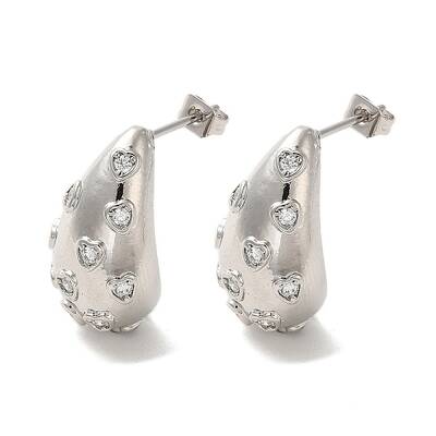 Brass with Cubic Zirconia Stud Earrings