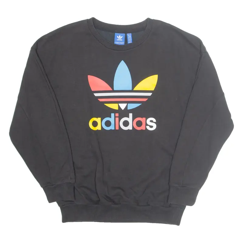 ADIDAS ORIGINALS Womens Sweatshirt Black Crew Neck UK 10