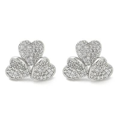 Rack Plating Brass Micro Pave Clear Cubic Zirconia Stud Earrings for Women