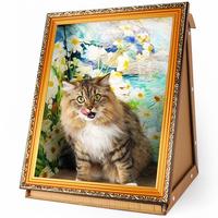 Cat Scratching Board - Art 3D Oil Painting Cat Nest for Cats with Scratching Board, Cat House & 3D Pastel Design for All Seas...