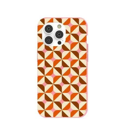 Bubblegum Pink Groovy Tiles iPhone 14 Pro Case