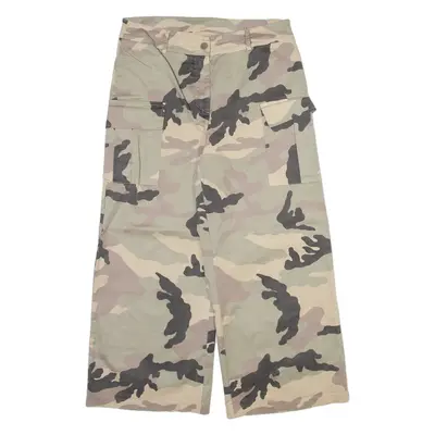 Camo Cargo Mens Trousers Beige Loose Straight W30 L23