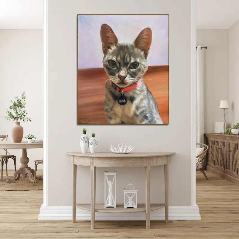 Original Cat Portrait from Photo Pets Abstract Acrylic Painting for Bedroom Decor | PAINTING FROM PHOTO #57