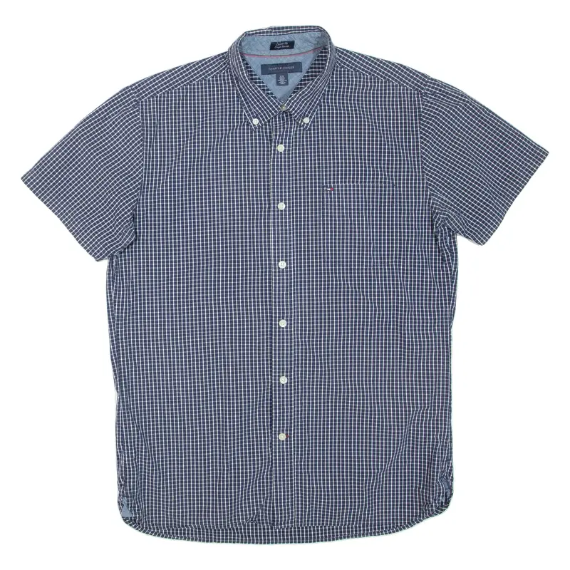 TOMMY HILFIGER Custom Fit Mens Shirt Blue Check L