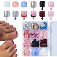 Glitter Toenail Art Nail Tips, Press On Toenail For Women & Girls DIY Nail Art, Elegant Stick On Nails Kit