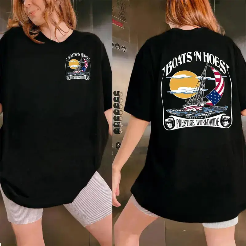 Boats n Hoez Summer Step Brothers Movie Shirt Fitted Crew Neck Short Sleeve Casual Top for Him Gifts Breathable Cotton Street...