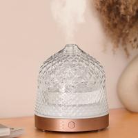 200ml Glass Reservoir Essential Oil Diffuser with Glass Dome Ultrasonic Aromatherapy Diffuser with Four Timer 7 Colorful Ligh...