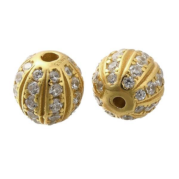 925 Sterling Silver Micro Pave Clear Cubic Zirconia Beads