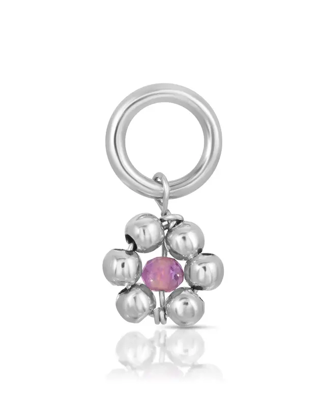 Flowercita February Amethyst Charm | Metal Color: Silver