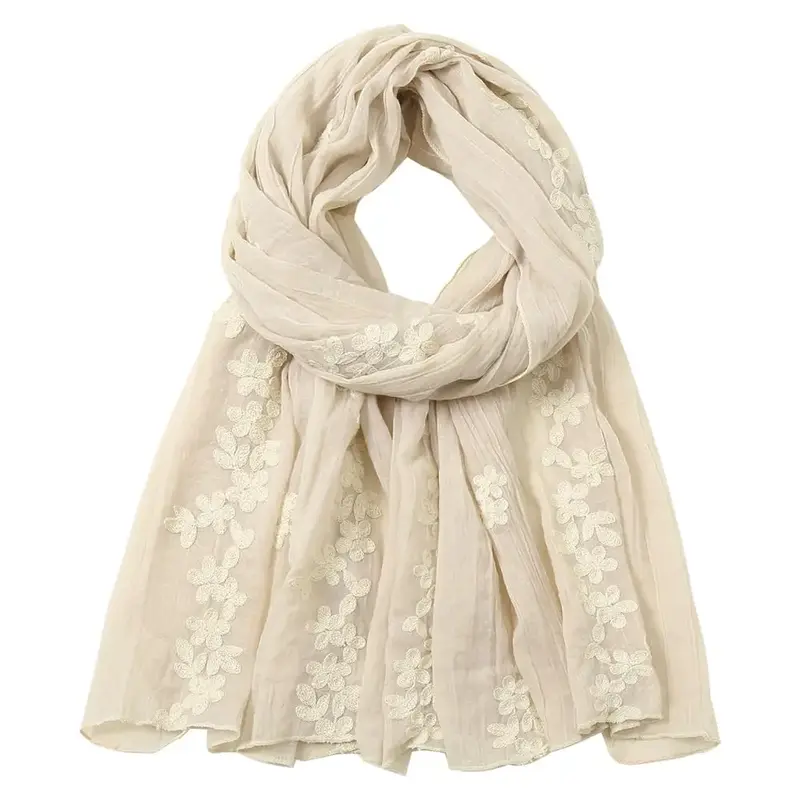 Boho Cotton Scarf For Women Lightweight Floral Fashion Flower Scarves Shawl Wrap