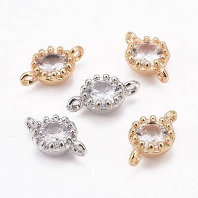 Flower Brass Micro Pave Cubic Zirconia Links