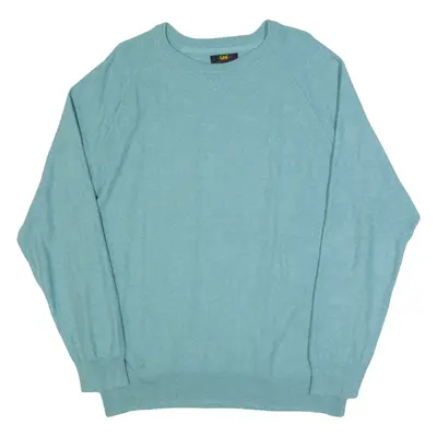 LEE Mens Jumper Blue Tight Knit XL