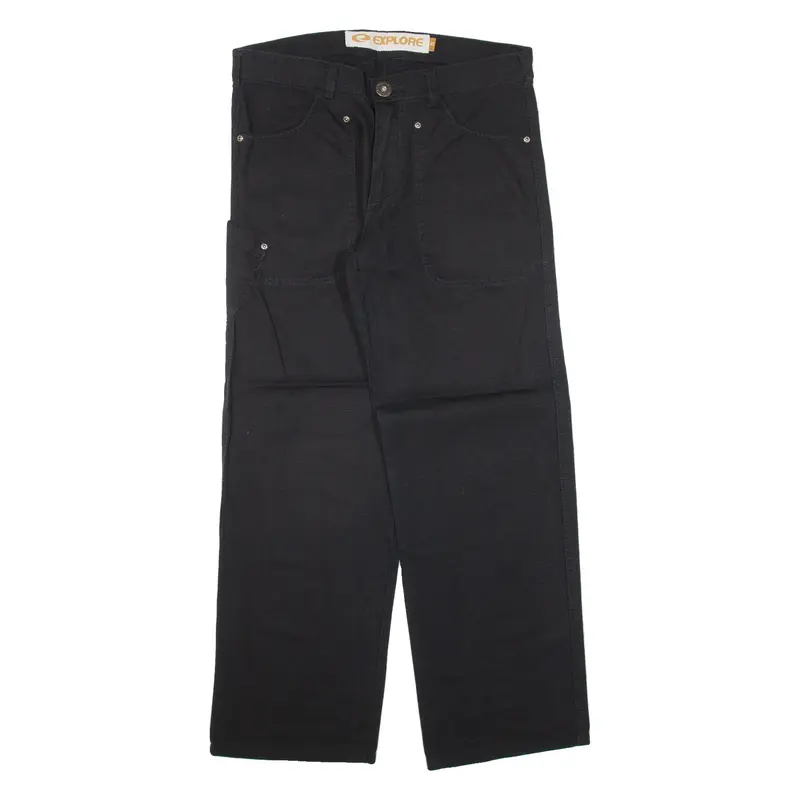 EXPLORE Womens Trousers Black Loose Straight W32 L28