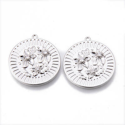 Brass Micro Pave Clear Cubic Zirconia Pendants