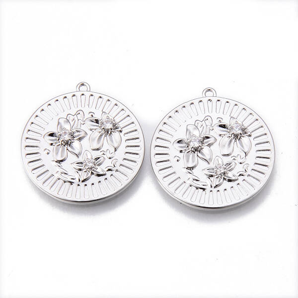 Brass Micro Pave Clear Cubic Zirconia Pendants
