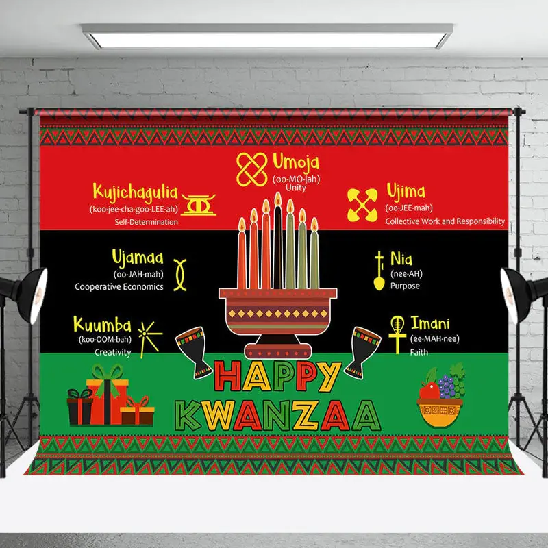 Cultural Stripe Traditinal Heritage Kwanzaa Backdrop - Aperturee