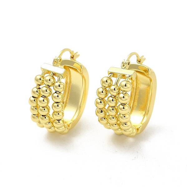 Brass Rotating Beaded Hoop Earrings for Anxiety Stress Relief Jewelry